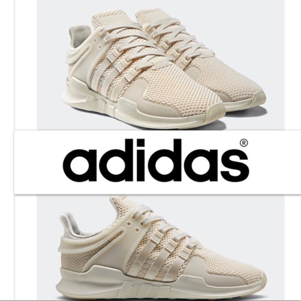 Women’s cream adidas tennis shoes